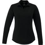 Mori Long Sleeve Performance Polo for Women Debossing - Black - Front Flat