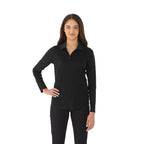 Mori Long Sleeve Performance Polo for Women Debossing - Black - On Model