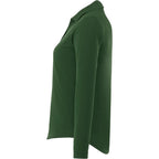Mori Long Sleeve Performance Polo for Women Debossing - Forest Green - Left Side