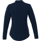 Mori Long Sleeve Performance Polo for Women Debossing - Navy - Back Flat