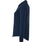 Mori Long Sleeve Performance Polo for Women Debossing - Navy - Left Side