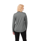 Mori Long Sleeve Performance Polo for Women Debossing - Steel Grey - Back On Model