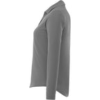 Mori Long Sleeve Performance Polo for Women Debossing - Steel Grey - Left Side