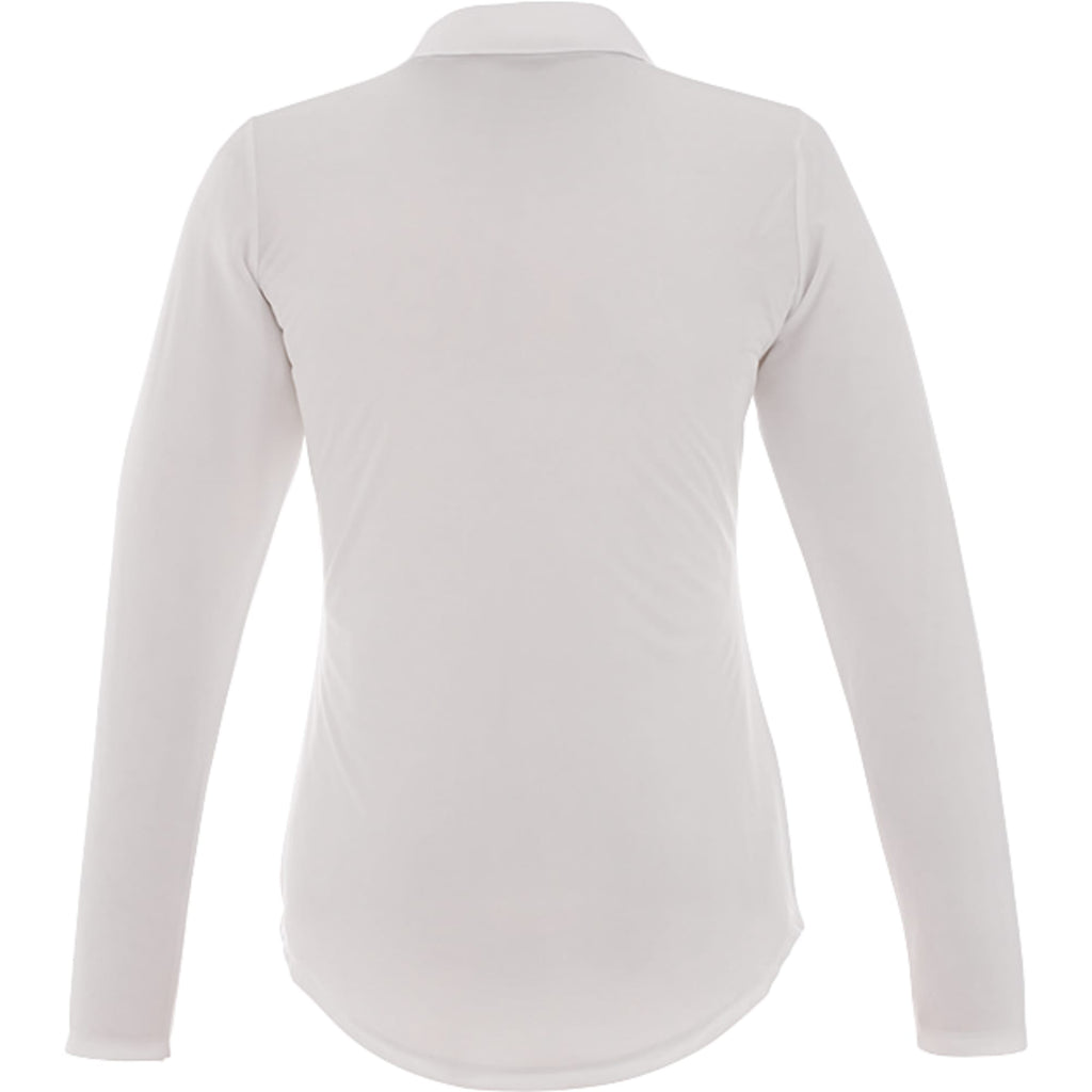 Mori Long Sleeve Performance Polo for Women Debossing - White - Back Flat