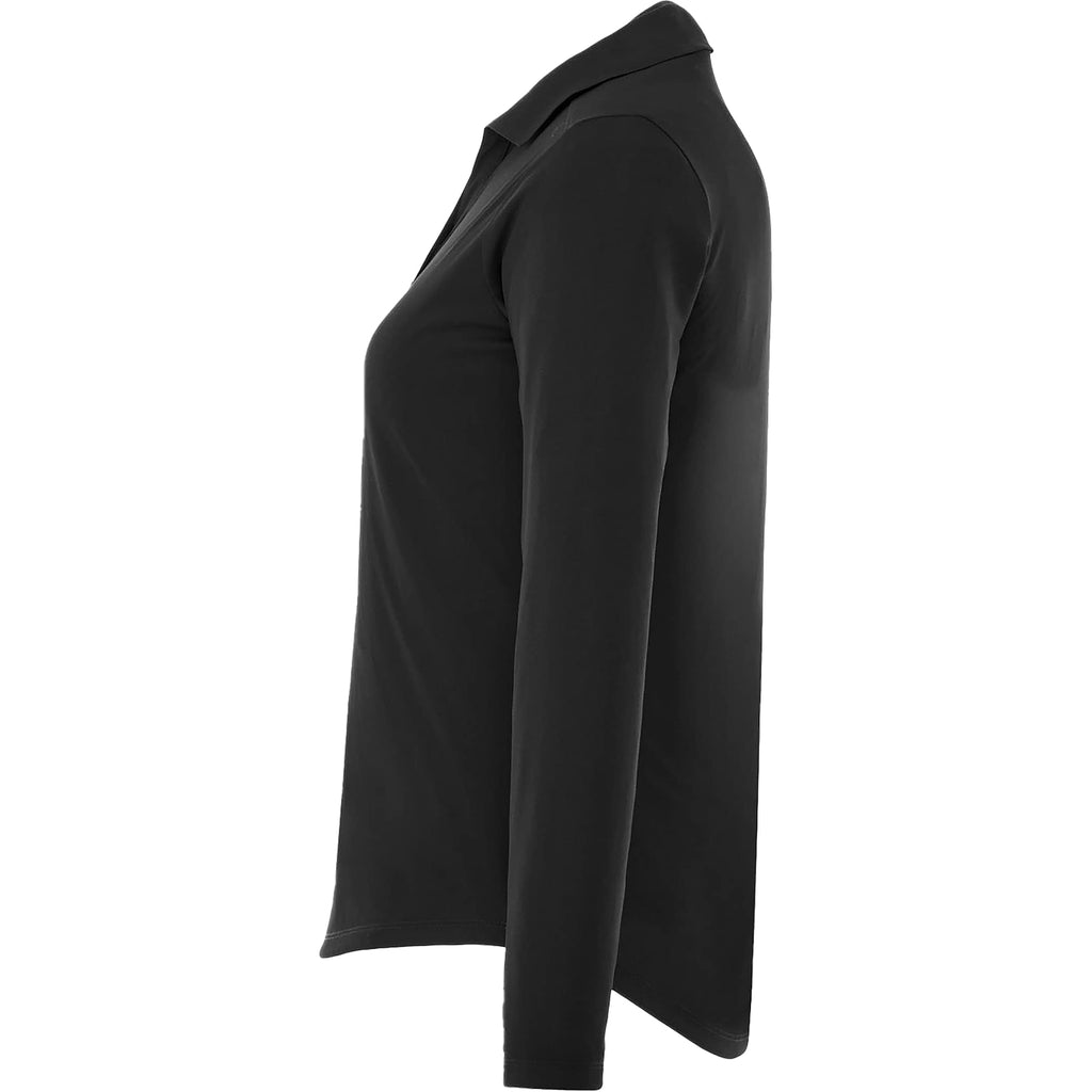 Mori Long Sleeve Performance Polo for Women Transfer - Black - Left Side
