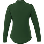 Mori Long Sleeve Performance Polo for Women Transfer - Forest Green - Back Flat