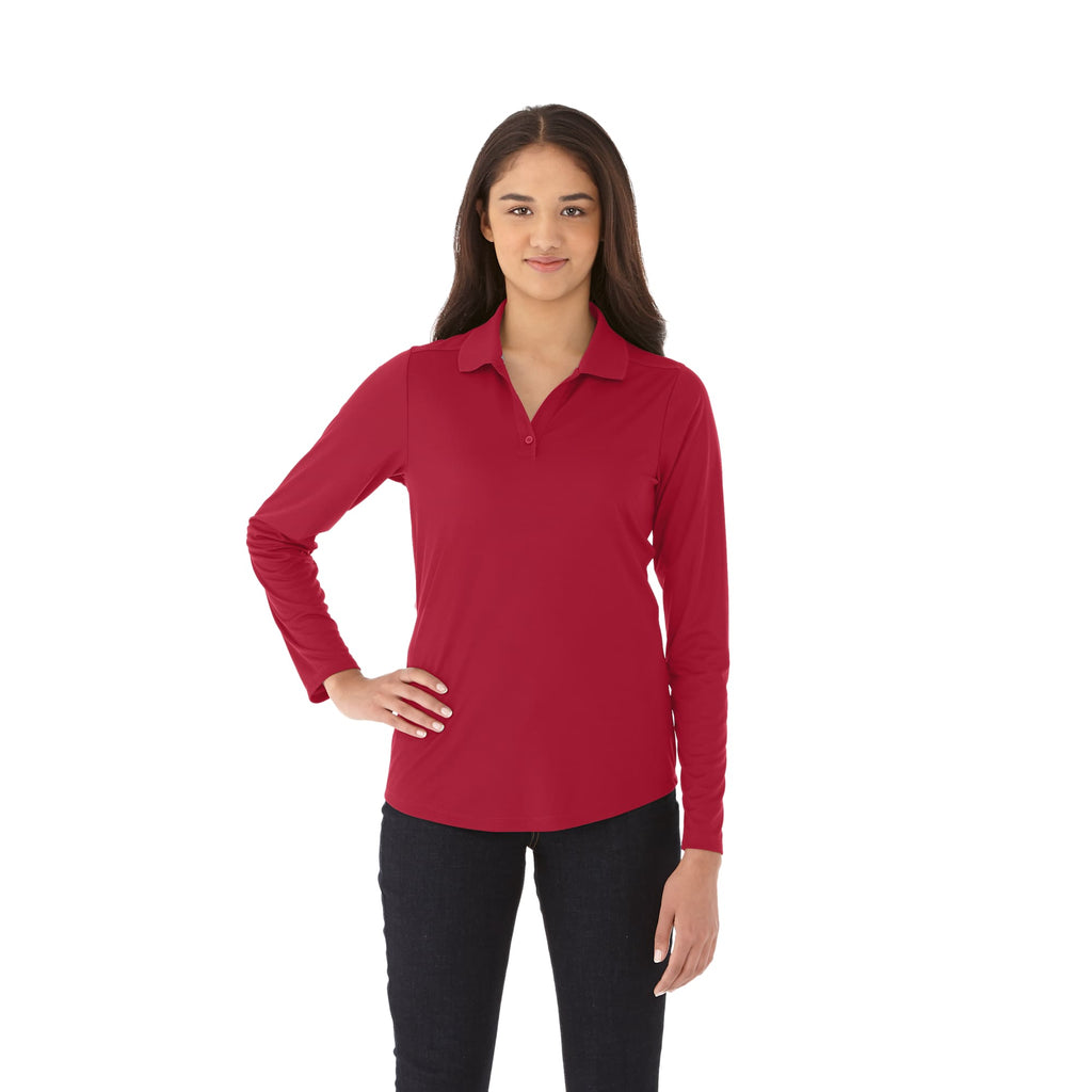 Mori Long Sleeve Performance Polo for Women Transfer - Team Red - On Model