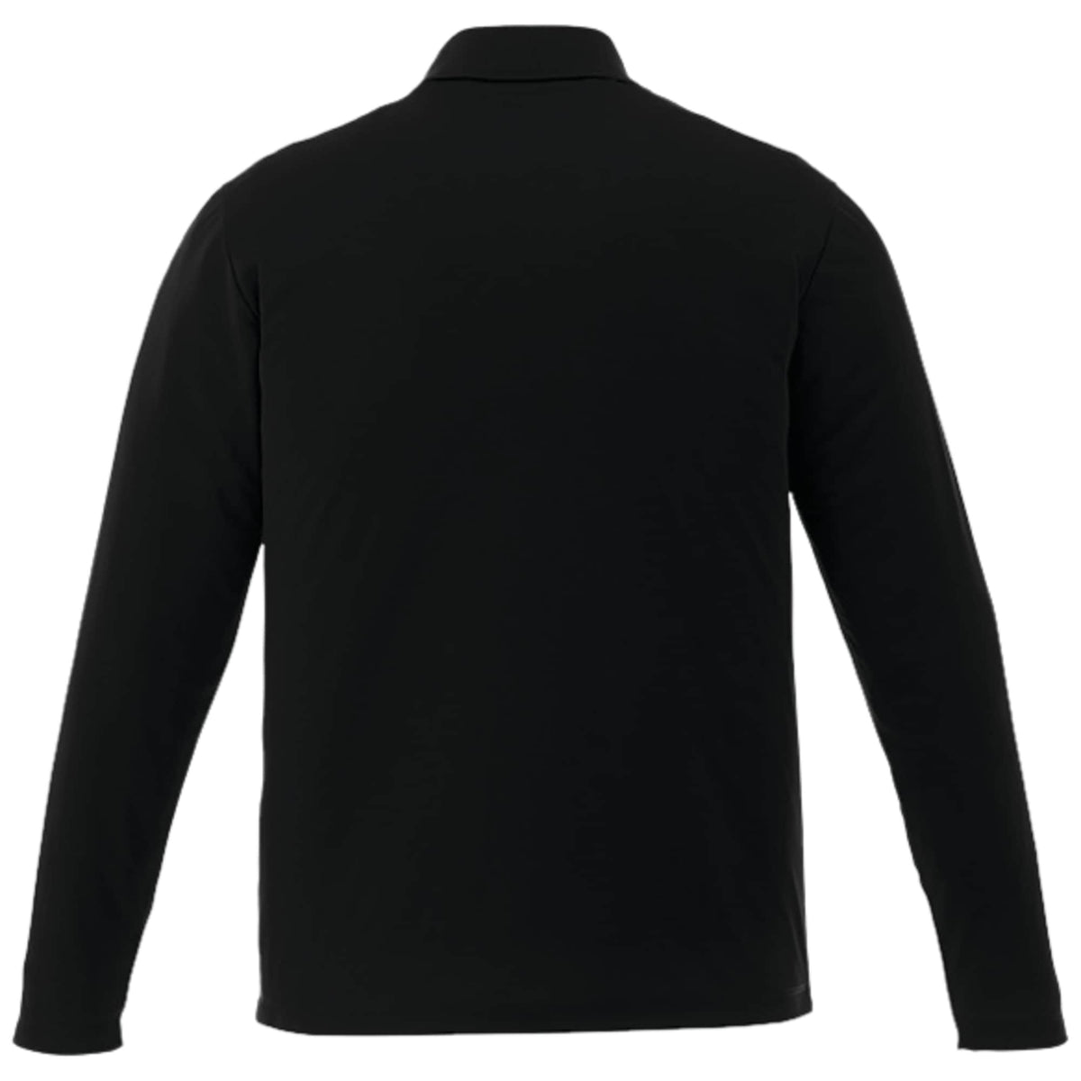 Mori Tall Long Sleeve Performance Polo for Men Debossing - Black - Back Flat