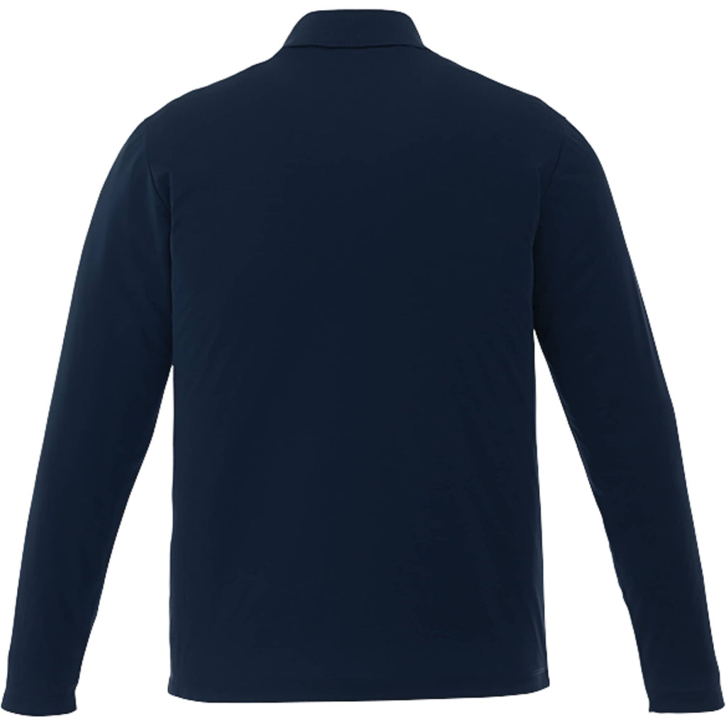 Mori Tall Long Sleeve Performance Polo for Men Embroidery - Navy - Back Flat