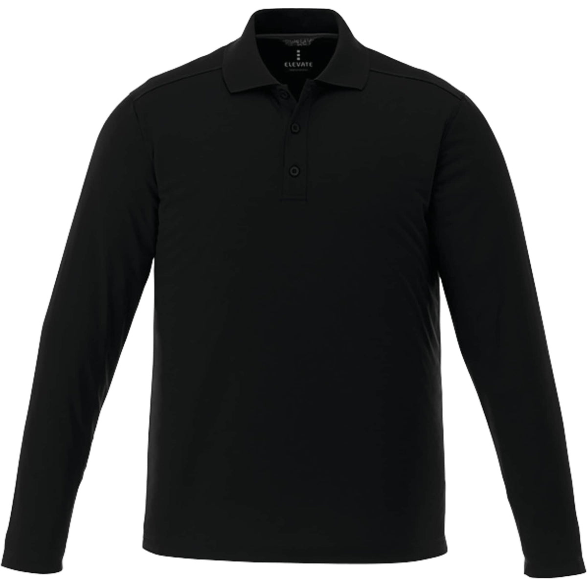 Mori Tall Long Sleeve Performance Polo for Men Laser Engraving - Black - Back Flat 2