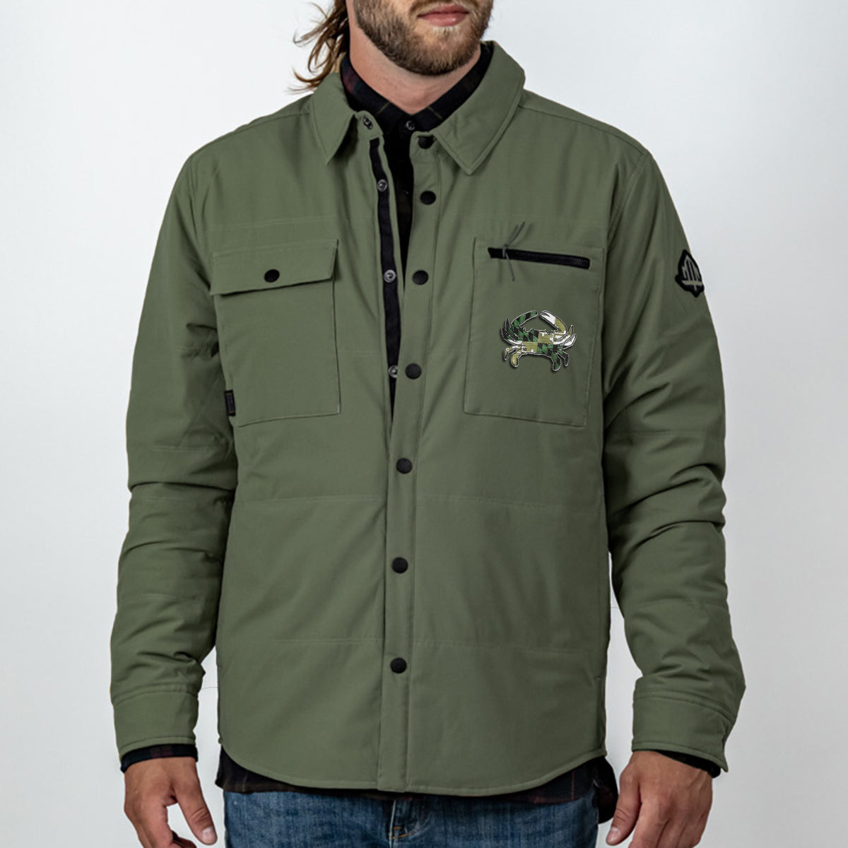 Mountain Standard Button-Up Jacket, Drifter Embroidery - Beetle Green - Patch