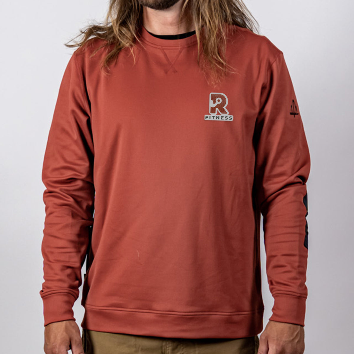 Mountain Standard Fleece Crew, Overland - Barn Red - Patch