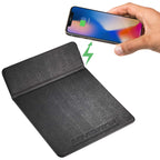 Mouse Pad with 15W Wireless Charger Debossing - Black - Front