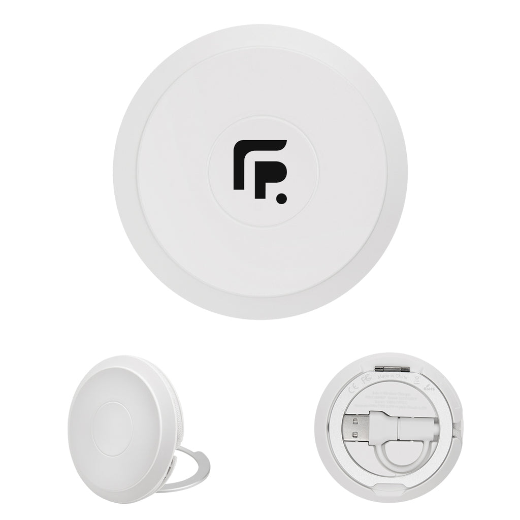 Multi-Charger with Kickstand, Wireless - White - Pad Print