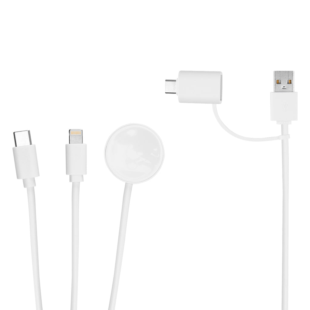 Multi-Charging Cable with Watch Dock, 3 Foot - White - Connectors