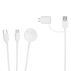 Multi-Charging Cable with Watch Dock, 3 Foot - White - Connectors