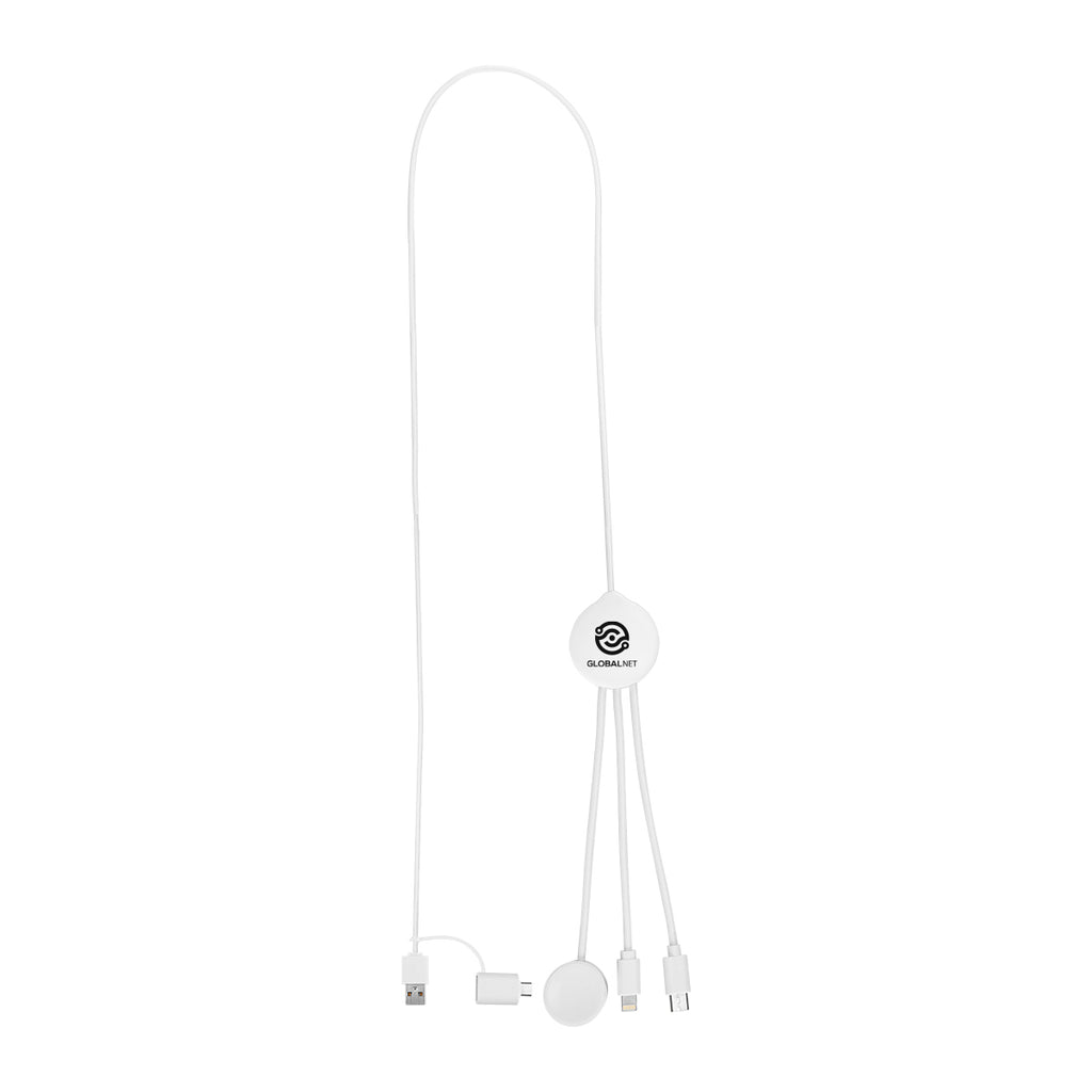 Multi-Charging Cable with Watch Dock, 3 Foot - White - Pad Print