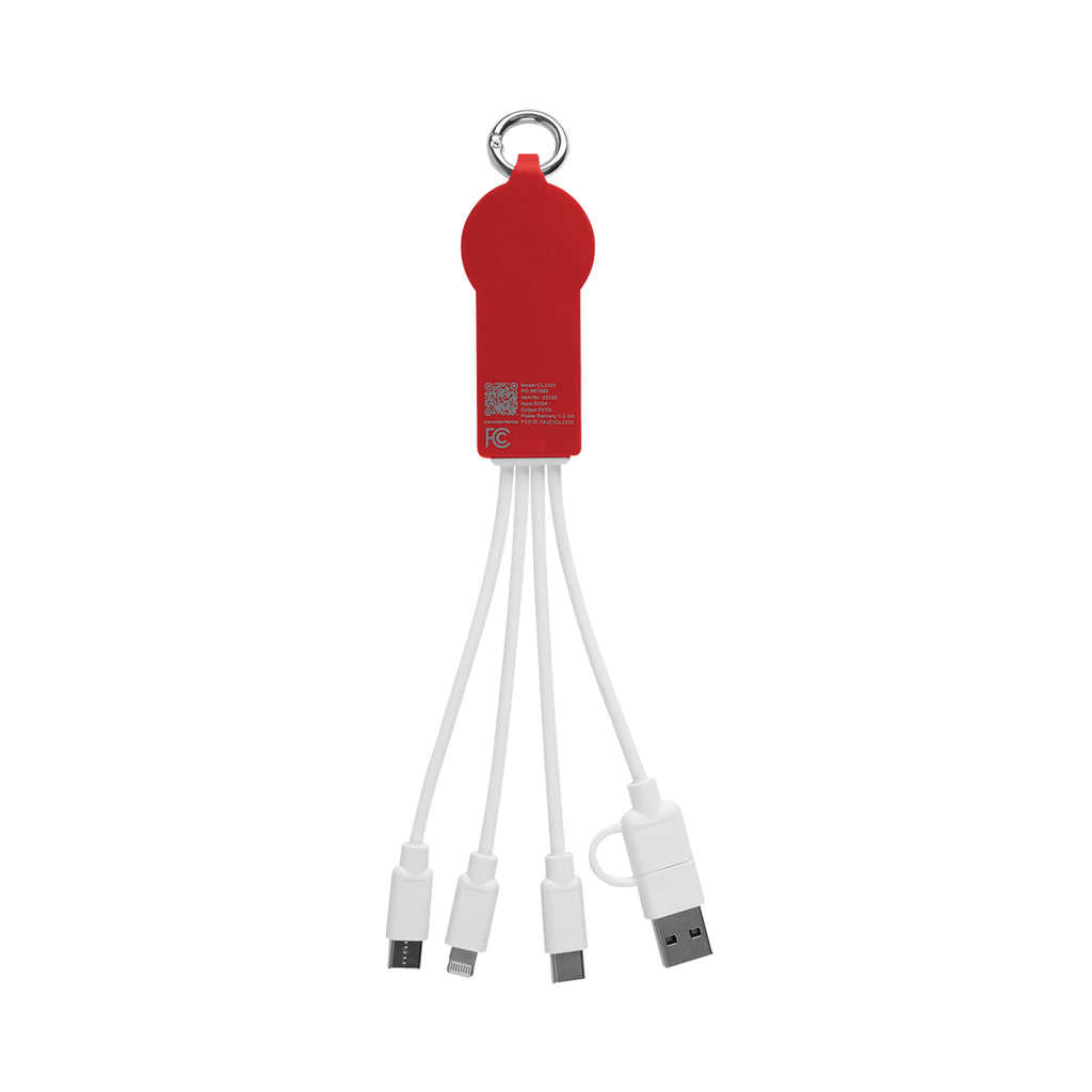Multi-Charging Cable with Watch Dock - Red - Back