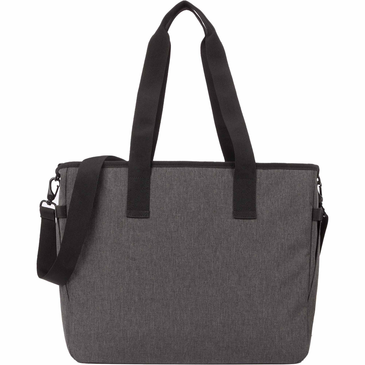 Multi-Pocket Laptop Tote with Crossbody Strap - Graphite - Back