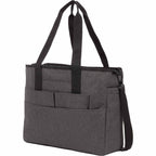 Multi-Pocket Laptop Tote with Crossbody Strap - Graphite - Left Angle 2