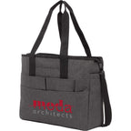 Multi-Pocket Laptop Tote with Crossbody Strap - Graphite - Left Angle