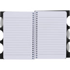 Multitask Notebook with Tabs and Recycled Cover, 4 x 6 Inches - Black - Open