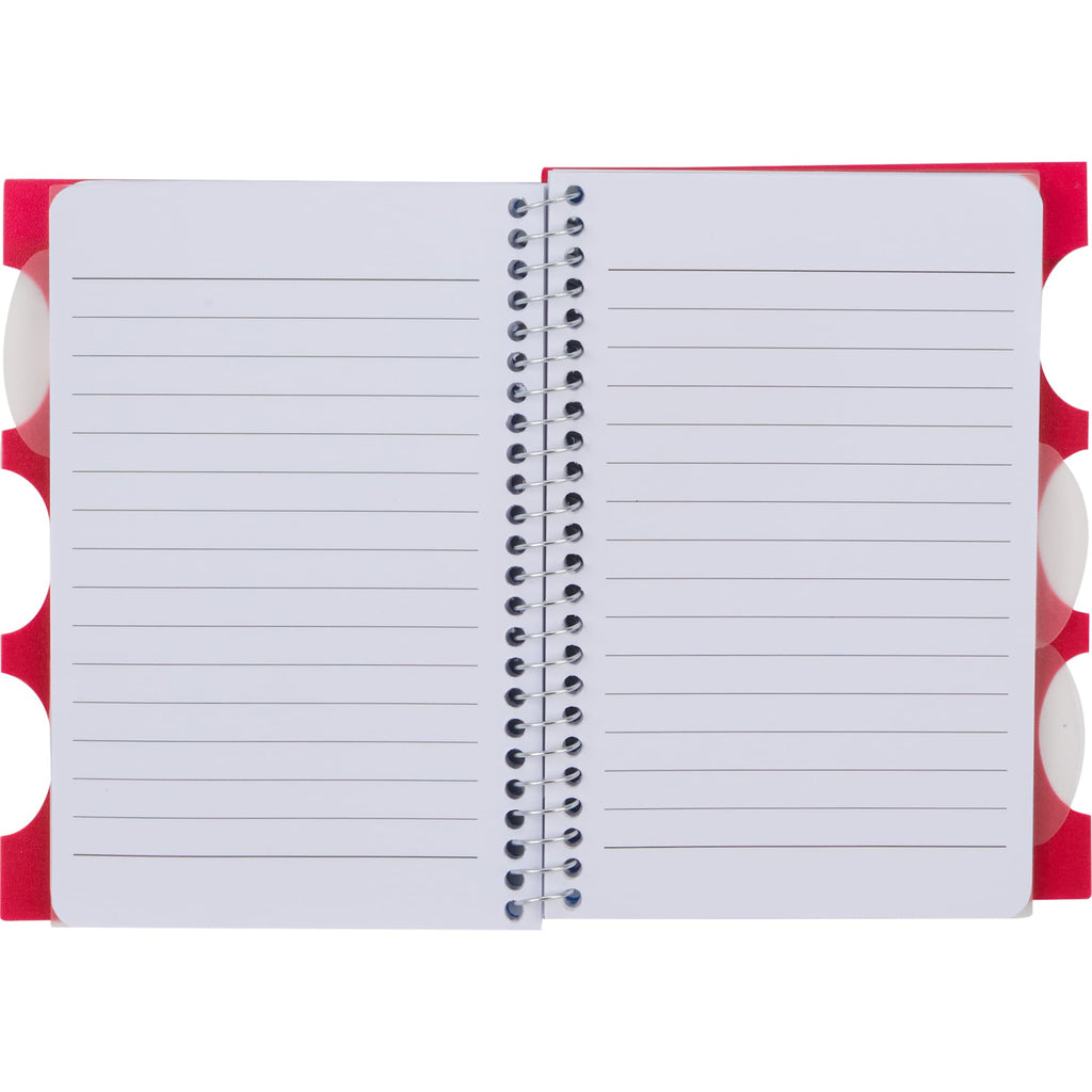 Multitask Notebook with Tabs and Recycled Cover, 4 x 6 Inches - Red - Open