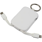 My Jolt Keychain Power Bank with Built-In Cables, 2,000 mAh Full Color - White - Left Angle 2