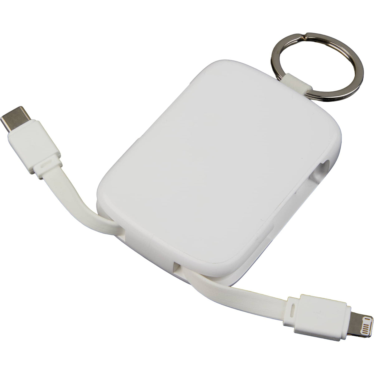 My Jolt Keychain Power Bank with Built-In Cables, 2,000 mAh Full Color - White - Left Angle 2