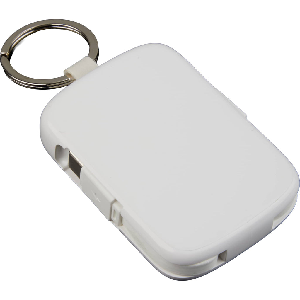 My Jolt Keychain Power Bank with Built-In Cables, 2,000 mAh Full Color - White - Right Angle