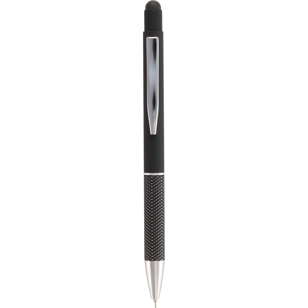 Nadine Soft Touch Gel Pen with Stylus, Recycled Aluminum Full Color - Black - Clip