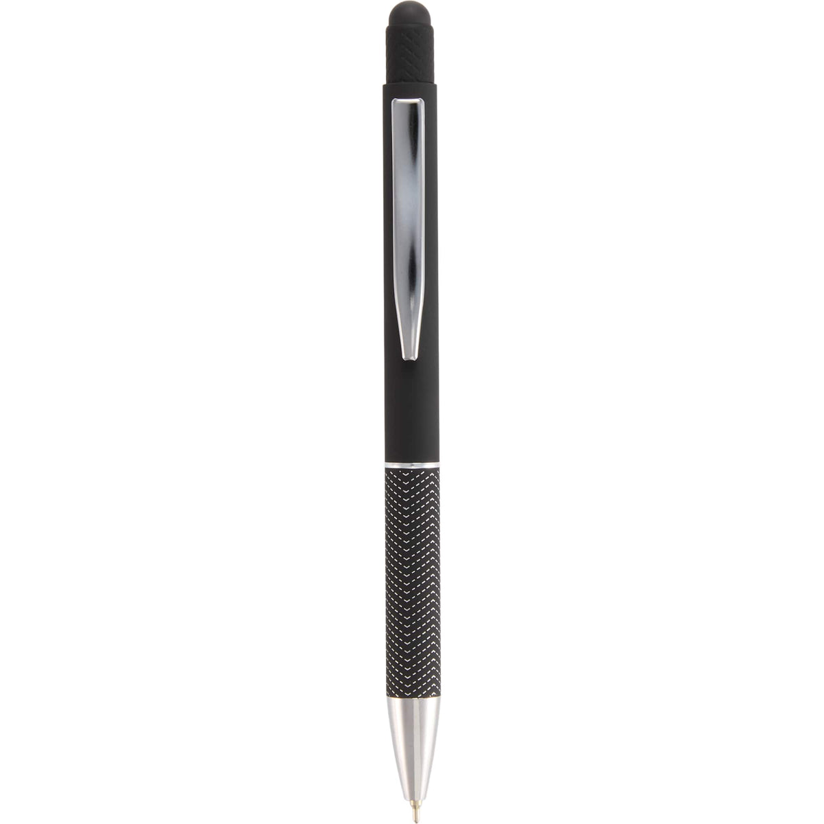 Nadine Soft Touch Gel Pen with Stylus, Recycled Aluminum Full Color - Black - Clip