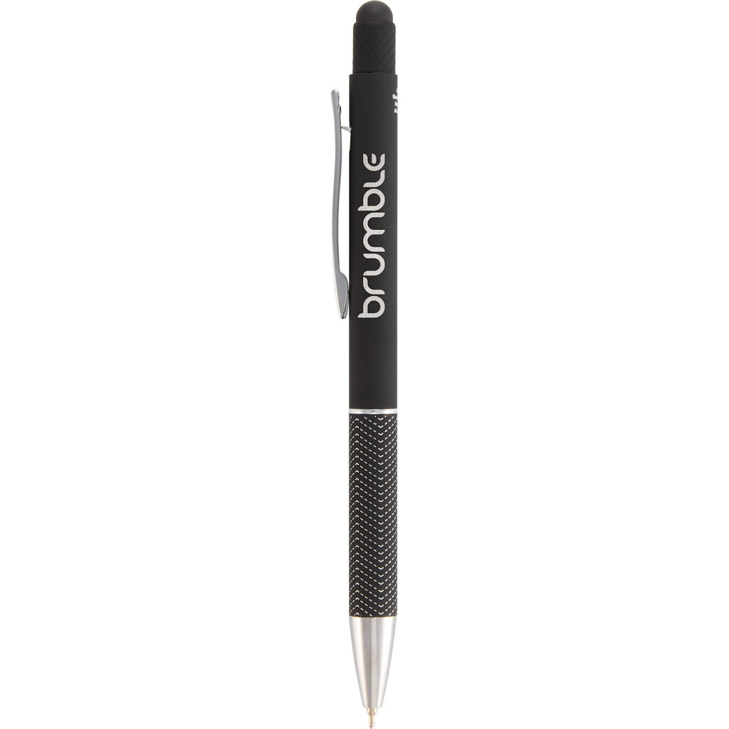 Nadine Soft Touch Gel Pen with Stylus, Recycled Aluminum Full Color - Black - Front
