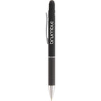 Nadine Soft Touch Gel Pen with Stylus, Recycled Aluminum Full Color - Black - Front