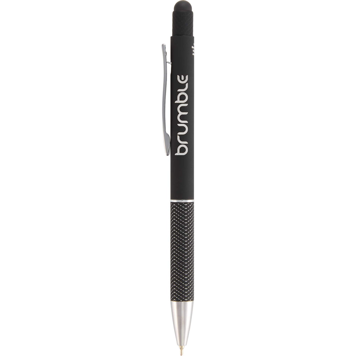Nadine Soft Touch Gel Pen with Stylus, Recycled Aluminum Full Color - Black - Front