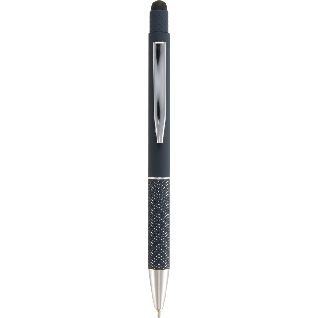 Nadine Soft Touch Gel Pen with Stylus, Recycled Aluminum Full Color - Navy - Clip