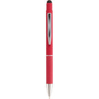 Nadine Soft Touch Gel Pen with Stylus, Recycled Aluminum Full Color - Red - Clip