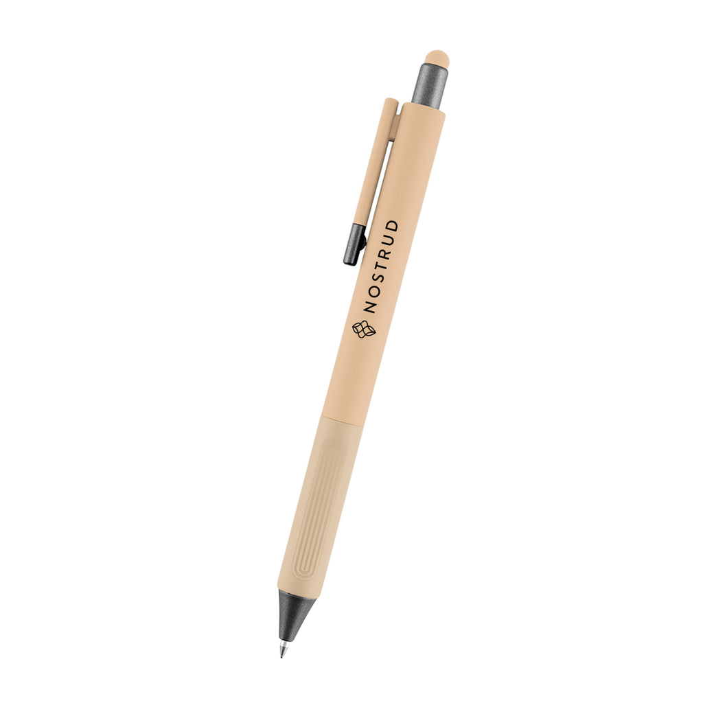 Naomi Gel Stylus Pen in Recycled ABS - Tan - Silk Screen