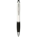 Nash Antimicrobial Ballpoint Pen with Stylus Full Color - White/Black - Front