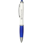 Nash Antimicrobial Ballpoint Pen with Stylus Full Color - White/Blue - Side