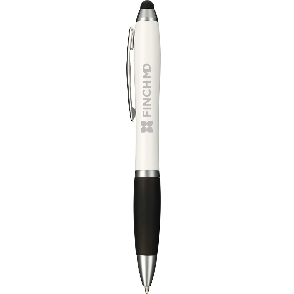 Nash Antimicrobial Ballpoint Pen with Stylus - White/Black - Side