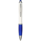 Nash Antimicrobial Ballpoint Pen with Stylus - White/Blue - Front