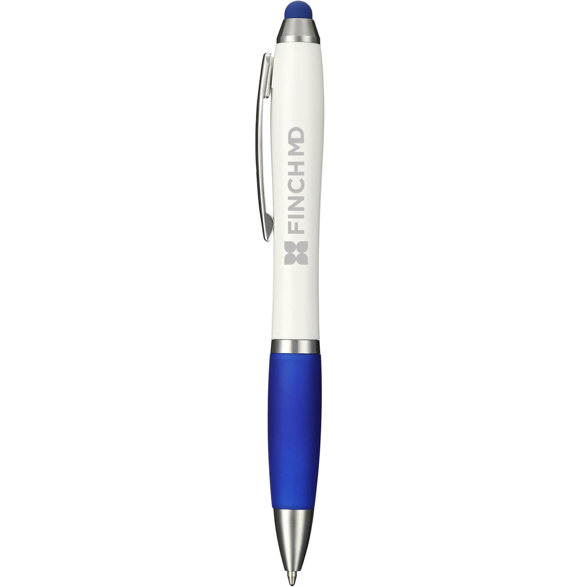 Nash Antimicrobial Ballpoint Pen with Stylus - White/Blue - Side