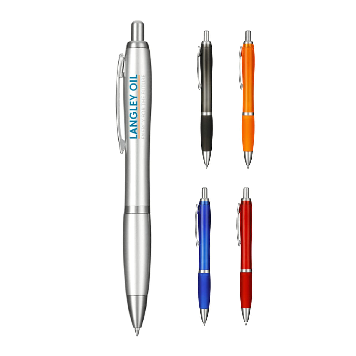 Nash Click Gel Pen with Color Grip - Silver - Front Group