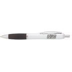 Nash Retractable Ballpoint Pen with Soft Grip Full Color - Black w/Silver Trim - Front