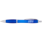 Nash Retractable Ballpoint Pen with Soft Grip Full Color - Blue - Front