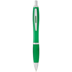 Nash Retractable Ballpoint Pen with Soft Grip Full Color - Green - Front 2