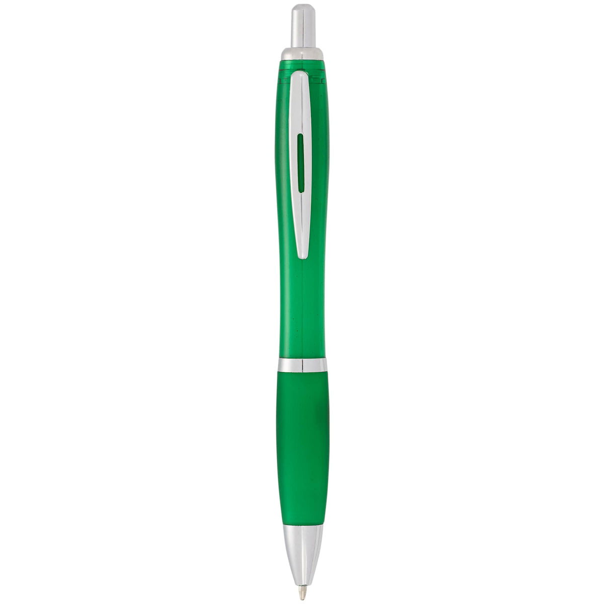 Nash Retractable Ballpoint Pen with Soft Grip Full Color - Green - Front 2