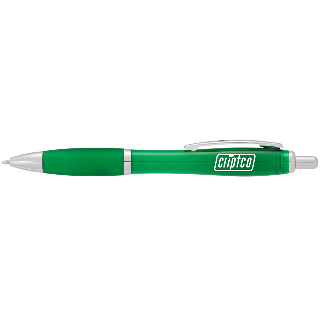 Nash Retractable Ballpoint Pen with Soft Grip Full Color - Green - Front