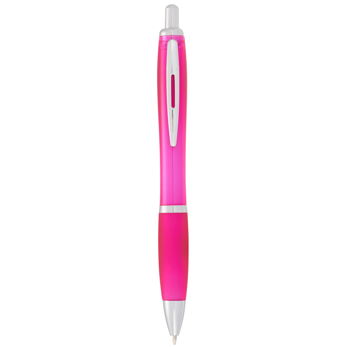 Nash Retractable Ballpoint Pen with Soft Grip Full Color - Pink - Front 2